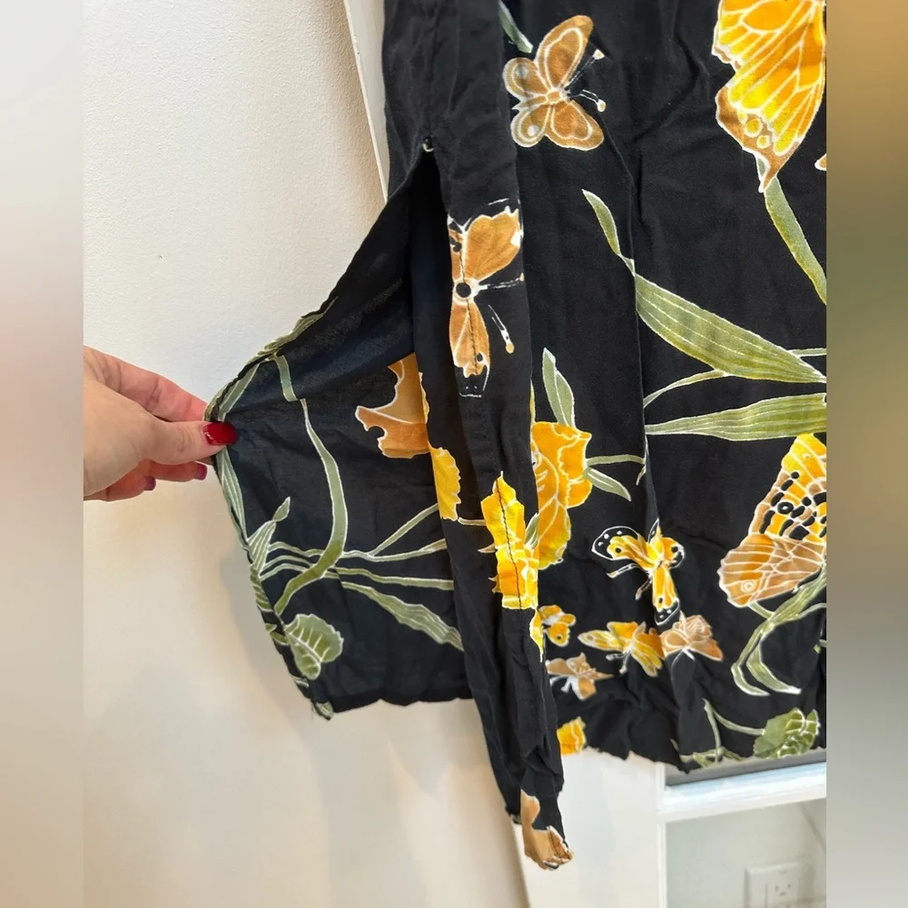 Vintage Peppermint Bay Y2K Midi Maxi Dress Butterfly Floral Resort Beach Size XL - Picture 6 of 13